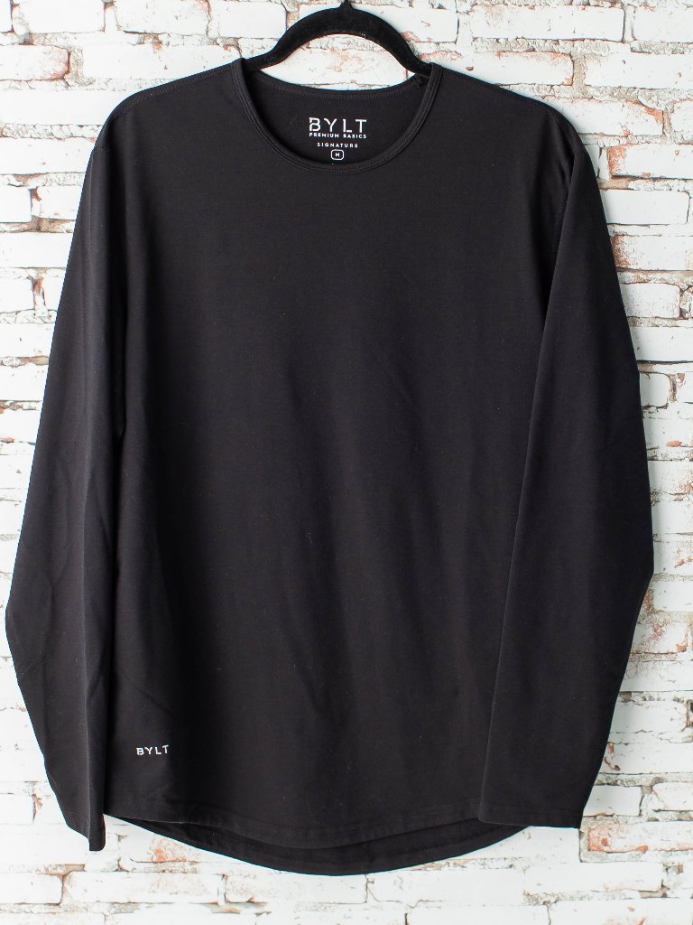 Bylt Premium Basics Signature Long Sleeve Black Crew Neck Shirt Men's Medium